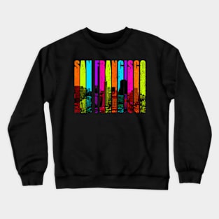 Retro San Francisco California Cityscape Skyline Crewneck Sweatshirt